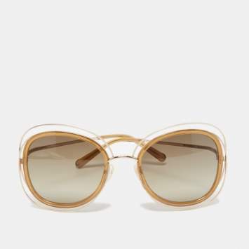 Pre Owned Chloe Gold/Brown Gradient CE123S Carlina Oversized Sunglasses