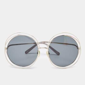Pre Owned Chloe Black/Gold CE114S Carlina Oversized Round Sunglasses