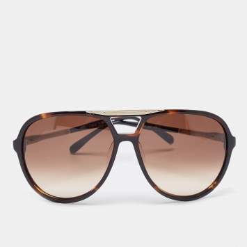Pre Owned Chloe Brown Gradient CL2224 Oversized Aviator Sunglasses