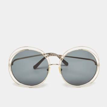 Pre Owned Chloe Black/Gold CE114S  Round Sunglasses