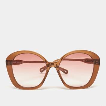 Pre Owned Chloe Brown/Pink Gradient CH0081S Oversized Sunglasses