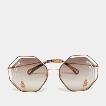Pre Owned Chloe Brown/Gold Gradient CE132SRI Poppy Geometric Sunglasses