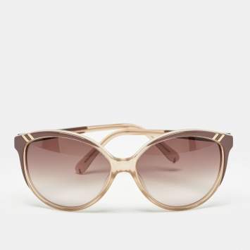 Pre Owned Chloe Brown Gradient CL2200 Cat Eye Sunglasses