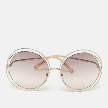 Pre Owned Chloe Brown Gradient CE114S Frame Round Sunglasses
