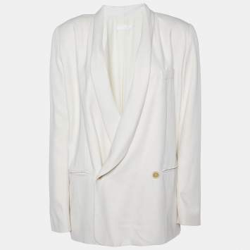 Pre Owned Chloe Off White Gabardine Double Breasted Blazer S