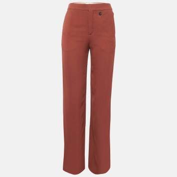 Pre Owned Chloe Brown Crepe Wide Leg Trousers S
