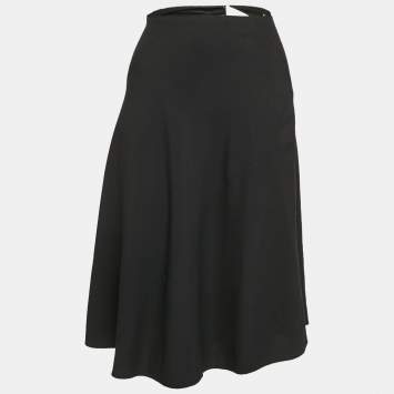 Chloe Black Crepe Flared Knee Length Skirt L