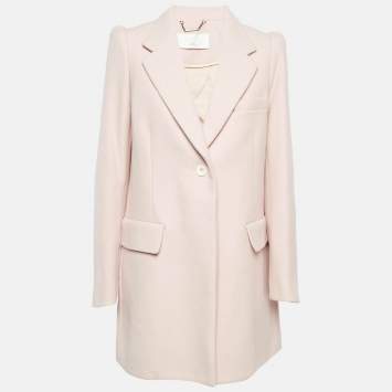 Pre Owned Chloe Pink Wool Felt Mid-Length Coat L