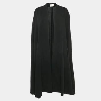 Pre Owned Chloe Vintage Black Cotton Blend Open Front Cape One Size