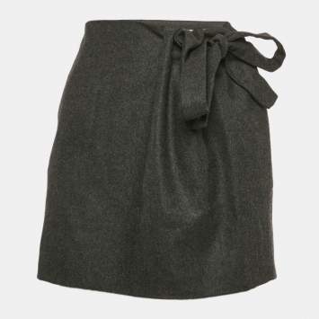 Chloe Black Wool Tie-Up Detail Mini Ardoise Skirt M