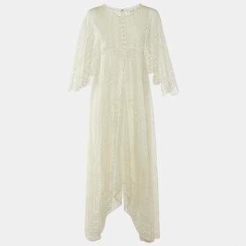 Pre Owned Chloe Iconic White Lace Asymmetric Long Dress S