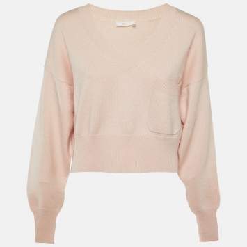 Pre Owned Chloe Shadow Pink Cashmere Blend Crop Sweater S