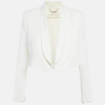 Pre Owned Chloe Off-White Crepe Open Front Cropped Blazer M