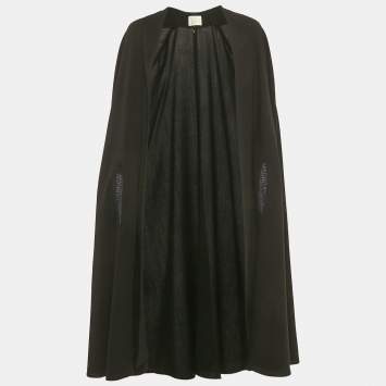 Pre Owned Chloe Black Crepe Open Front Cape M