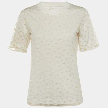 مملوكة مسبقًا Chloé Off White Cotton & Tulle Top  S