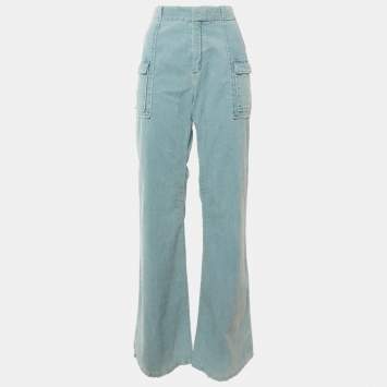 Pre Owned Chloe Blue Corduroy Cargo Trousers M