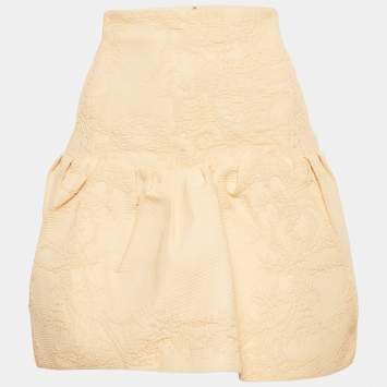 مملوكة مسبقًا Chloé Pansy Pink Jacquard Flounce Mini Skirt M