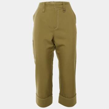 Pre Owned بنطلون كلوى صوف مزيج بأصفاد كاكي كابري مقاس ميديوم