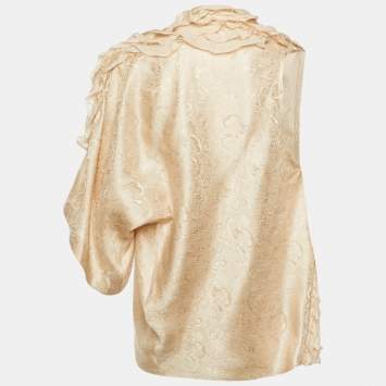 مملوكة مسبقًا Chloe Pale Pink Paisley Pattern Silk Asymmetric Blouse M