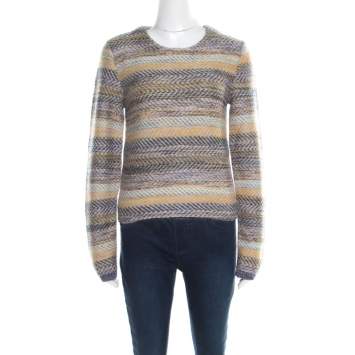 Pre Owned Chloe Multicolor Striped Chunky Knit Sweater S