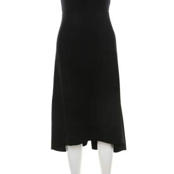 Pre Owned Chloé Black Crepe Knit Asymmetric Hem A Line Skirt M