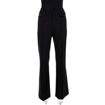 Pre Owned Chloé Black Stretch Wool Flared Trousers M