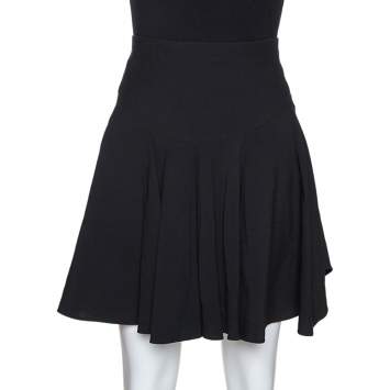 Pre Owned Chloe Black Crepe Asymmetric Hem Detail Flounce Mini Skirt M