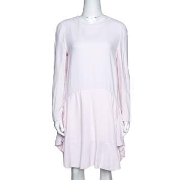Pre Owned Chloe Pink Mist Crepe Flared Flounce Dress M