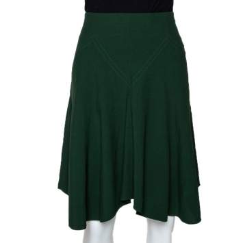 Pre Owned Chloe Forest Green Crepe Flared Skirt M