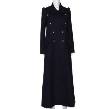 Pre Owned Chloe Black Wool Double Breasted Heavyweight Maxi Coat S