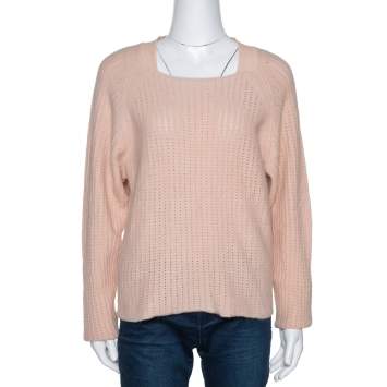 Pre Owned Chloe Peach Angora & Wool Knit Sweater L