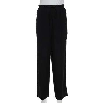 Pre Owned Chloe Black Crepe Rainbow Stripe Detail Trousers L