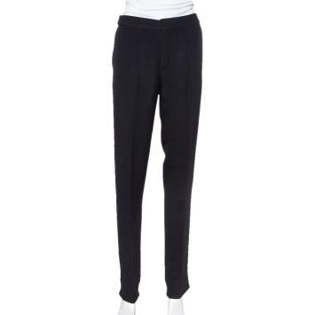 Pre Owned Chloe Black Crepe High Low Hem Tapered Trousers M