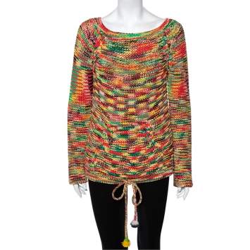 Pre Owned Chloe Multicolor Knit Waist Tie Detail Pullover S