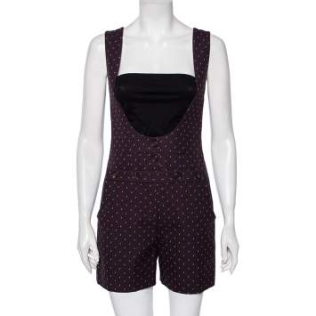 Pre Owned Chloe Purple Textured Cotton Buttoned Sleeveless Jumpsuit S