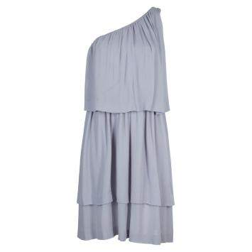 Pre Owned Chloe Grey Silk One Shoulder Tiered Dress S