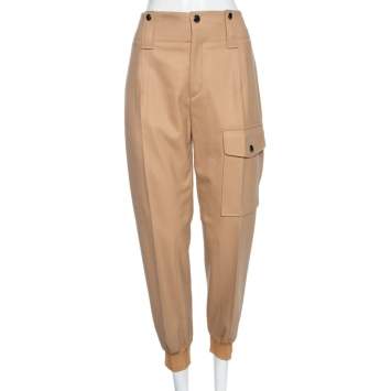 Pre Owned Chloe Beige Wool Patch Pocket Detail Pants M