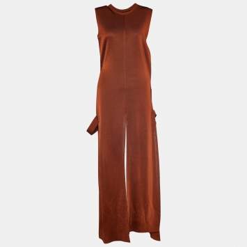 Pre Owned Chloé Crimson Brown Knit Slit Detail Maxi Vest S