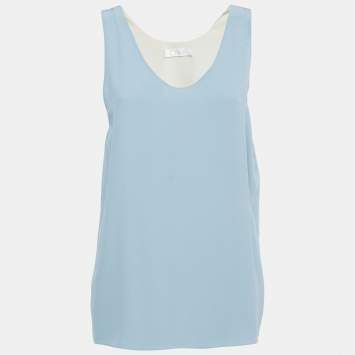 Pre Owned Chloe Blue Silk Crepe Sleeveless Top L