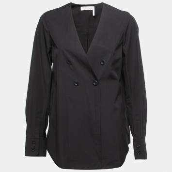 Pre Owned Chloe Black Cotton Double Breasted Blouse M