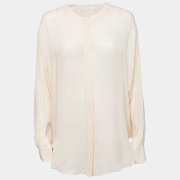 Pre Owned Chloe Skin Pink Silk Chiffon Button Front Blouse M