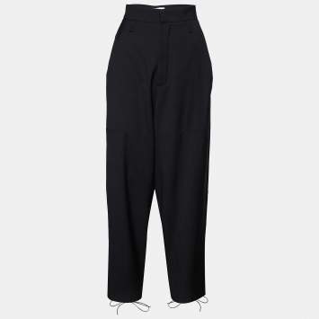 Pre Owned Chloe Black Wool Drawstring Detail Parallel Pants S