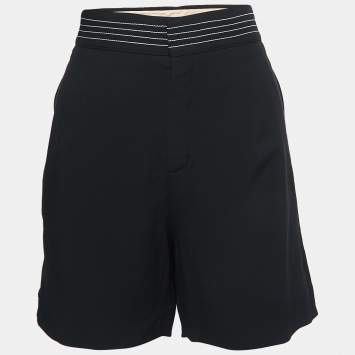 Pre Owned Chloe Black Crepe Side Stripe Detail Shorts M
