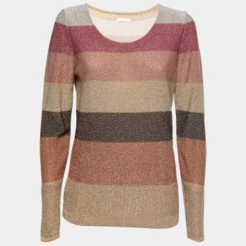 Pre Owned Chloe Multicolor Lurex Knit Long Sleeve Top L