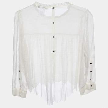 Pre Owned Chloé Off-White Silk & Linen Top L
