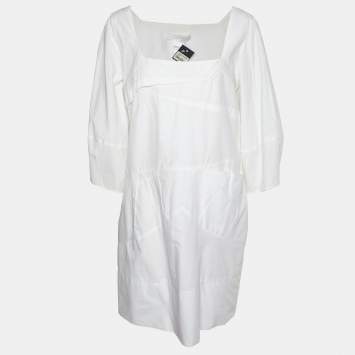 Pre Owned Chloe White Cotton Paneled Mini Dress L