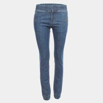 Pre Owned Chloe Blue Denim Elastic Waist Jeans S Waist 28"