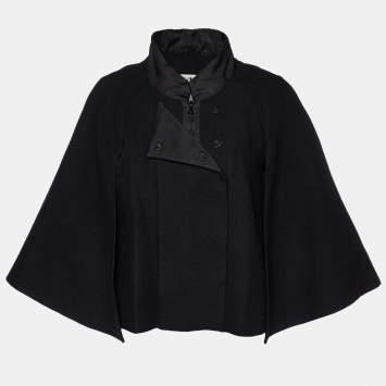 Pre Owned Chloe Black Wool Blend Cape Jacket M