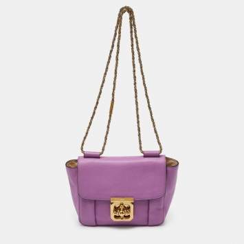 Pre Owned Chloe Purple Leather Small Elsie Shoulder Bag