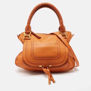 Pre Owned Chloe Orange Leather Medium Marcie Shoulder Bag